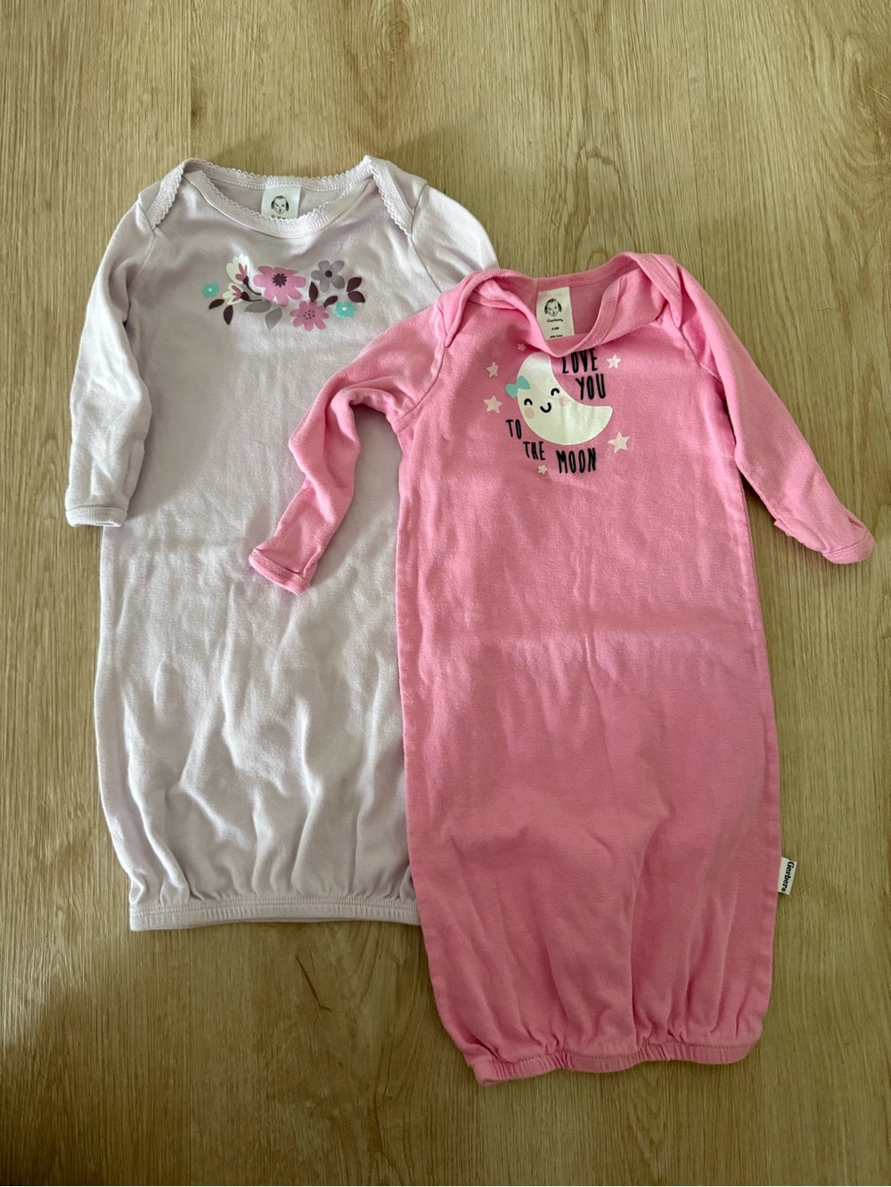 Two Gerber Baby Sleep Gowns